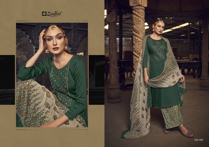 Zulfat Manohari Fancy Designer Wear Wholesale Cotton Dress Material Catalog